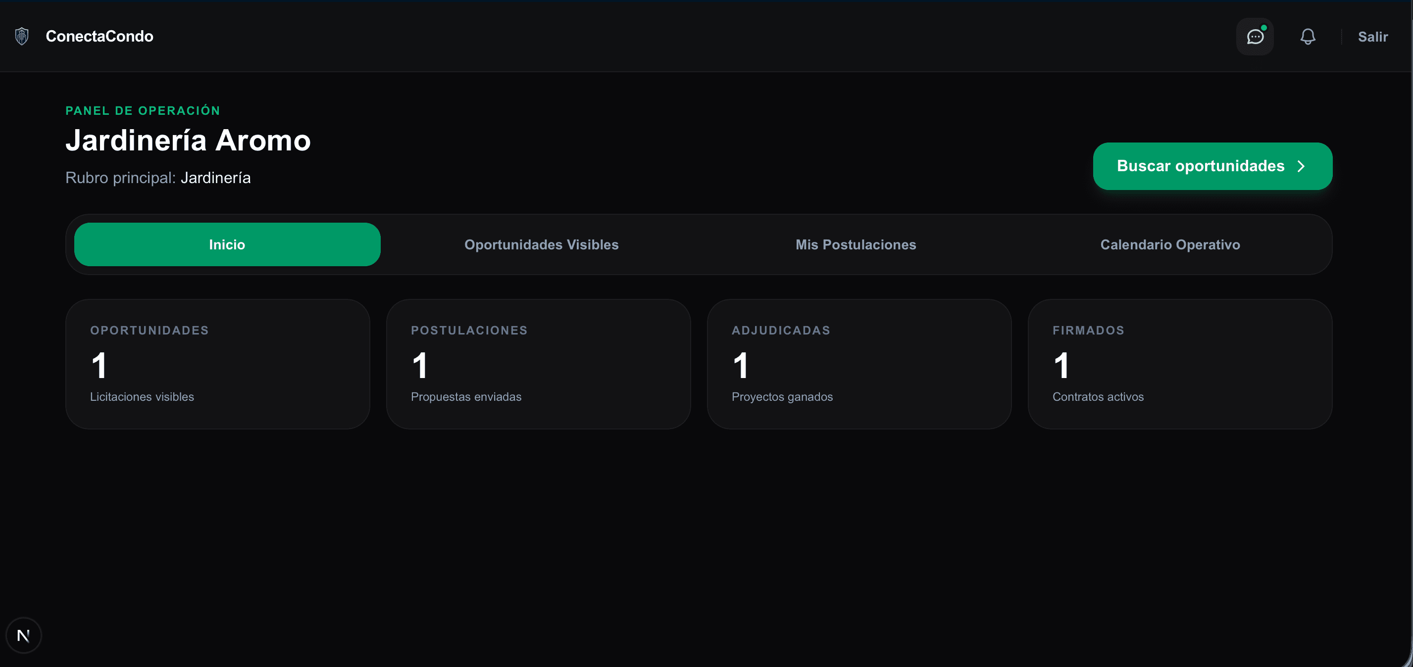 Pantalla proveedor 1